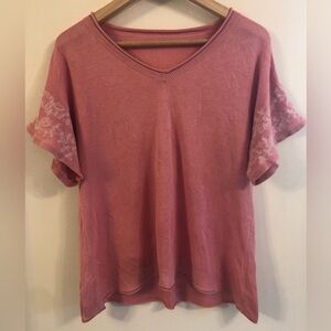 Pink Floral Embroidered Women's Blouse